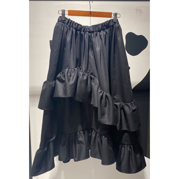 Asymmetry Volume Frill Ribbon Skirt