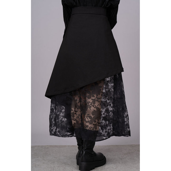 Asymmetry Flare Lace Layered Skirt