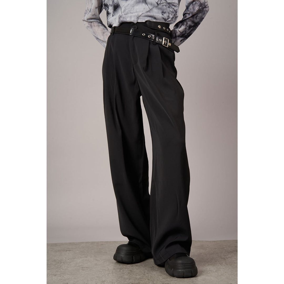 Diagonal Design Waist Straight Pants