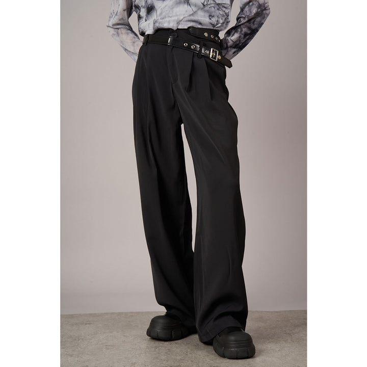 Diagonal Design Waist Straight Pants