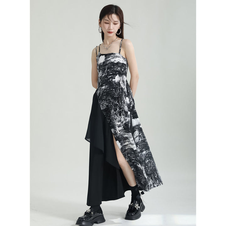 Shirring Sleeve Seer Shirt & Asymmetry Flare Print Camisole Onepiece ¥6,480 / ¥8,980