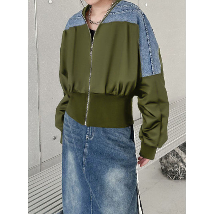 Denim Switching Waist Rib Jacket