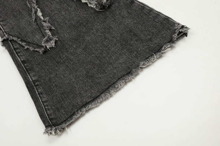 Burning Cross Belt Bell Bottm Denim Pants