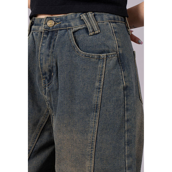 Front Seam Super Wide Denim Jeans