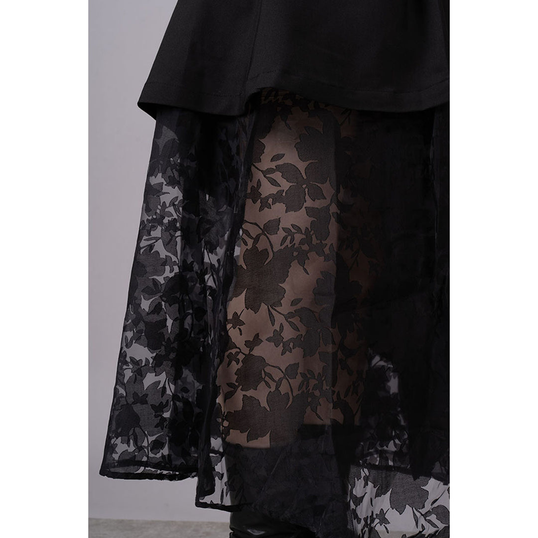 Asymmetry Flare Lace Layered Skirt