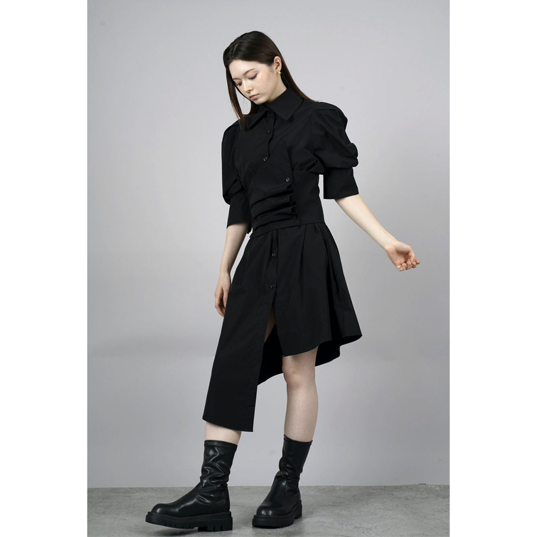 Waist slim waist belt shirt onepiece