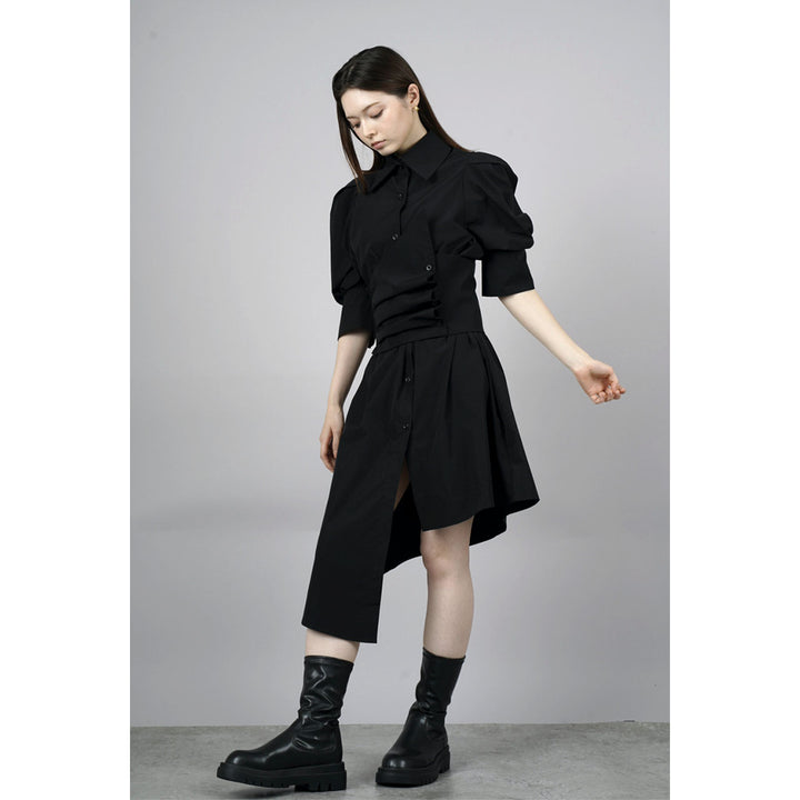 Waist slim waist belt shirt onepiece