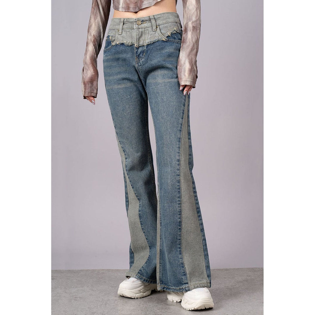 Bicolor Switching Denim Jeans