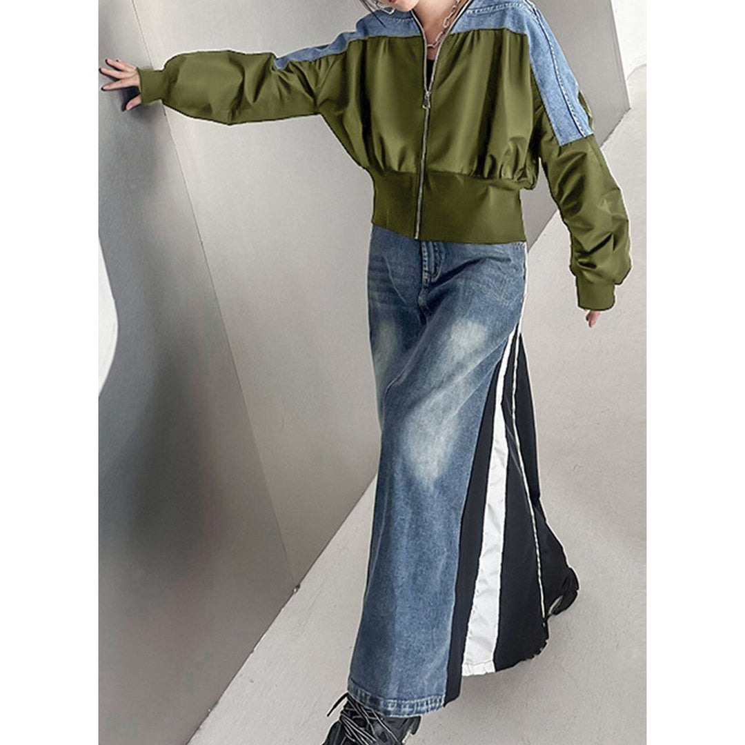 Denim Switching Waist Rib Jacket