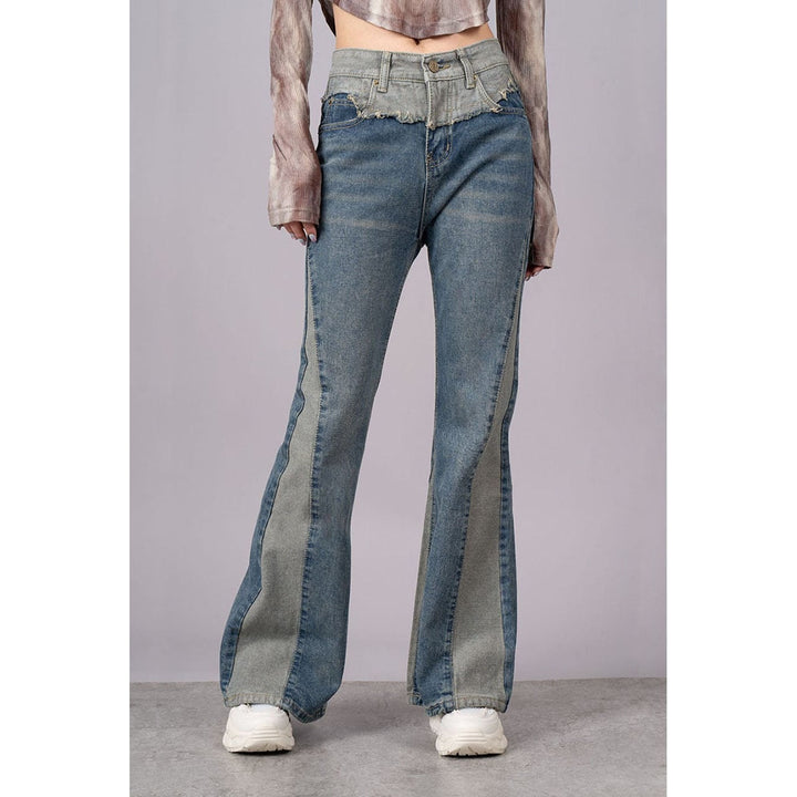 Bicolor Switching Denim Jeans