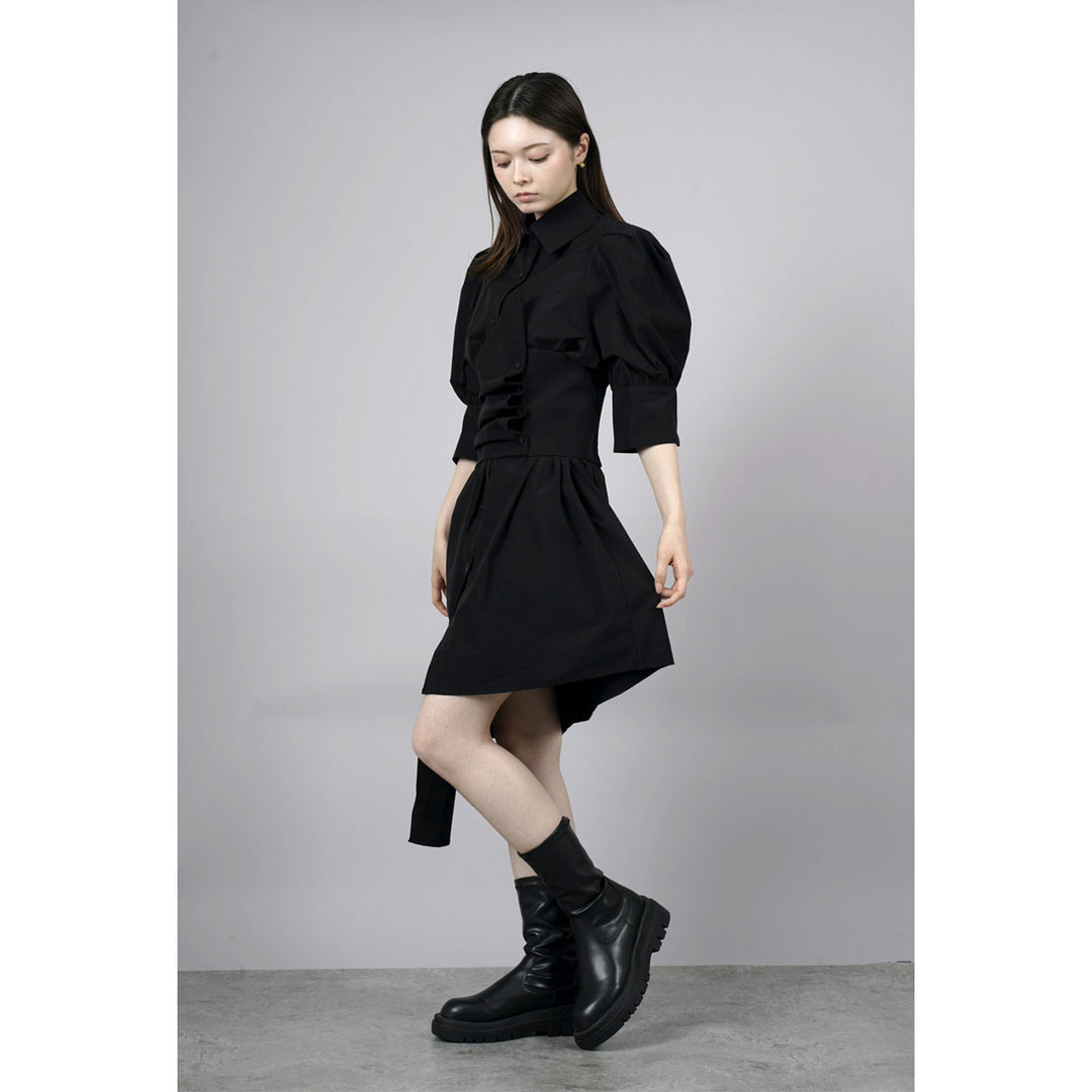 Waist slim waist belt shirt onepiece