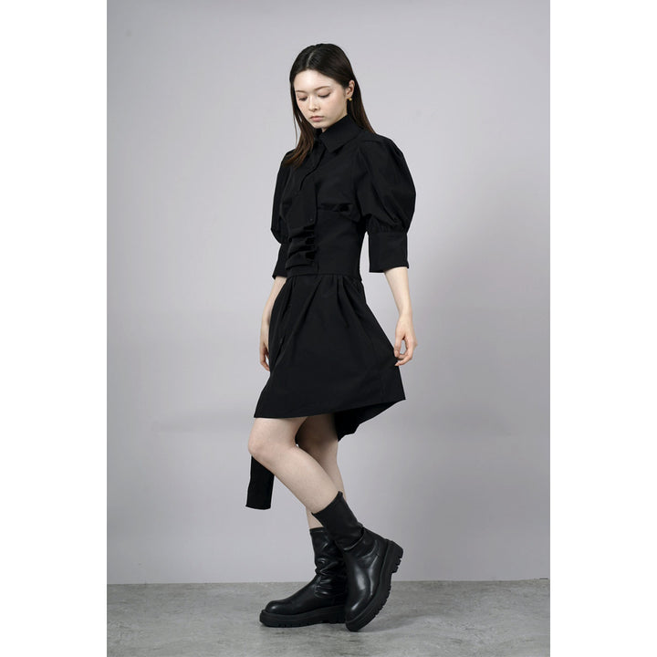 Waist slim waist belt shirt onepiece