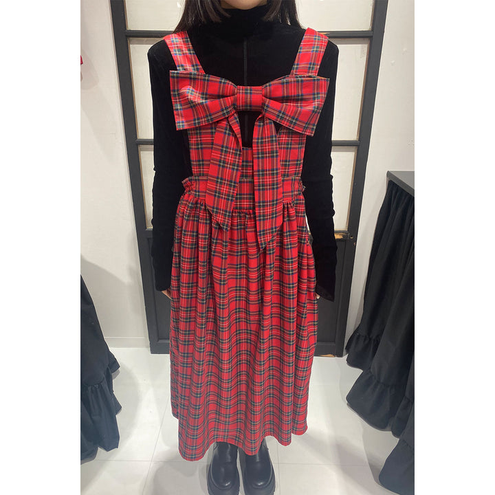 Front ribbon sleeveless onepiece (Red Check) ¥8,980 / ¥9,480