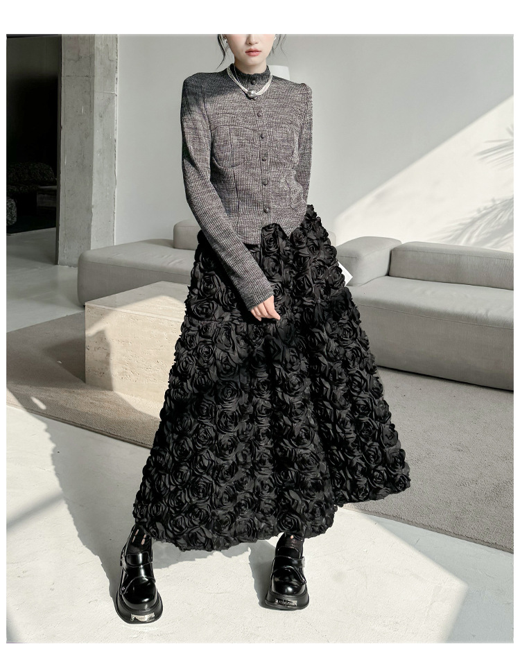 Flower volume A-line skirt