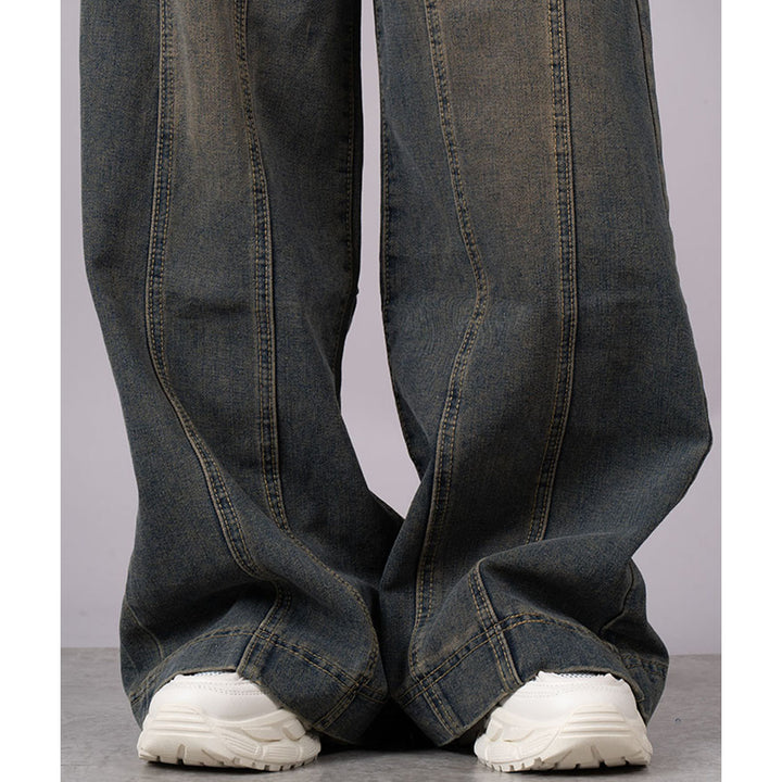 Front Seam Super Wide Denim Jeans