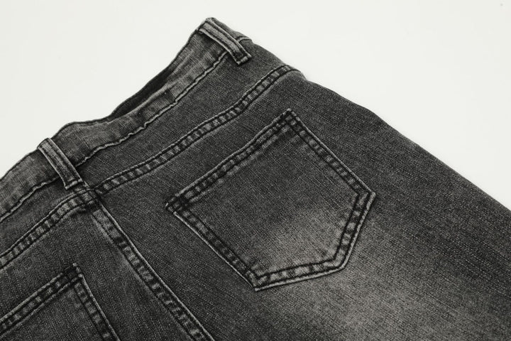 Burning Cross Belt Bell Bottm Denim Pants