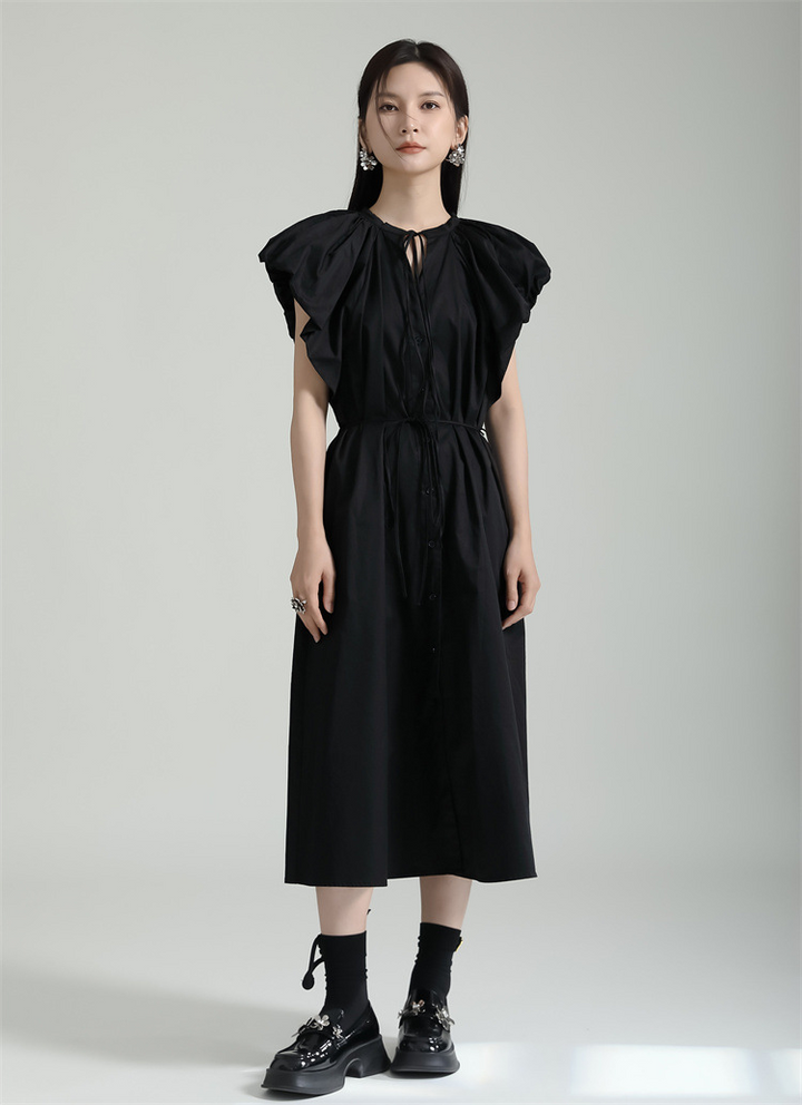 Gathered Sleeve Flare Onepiece