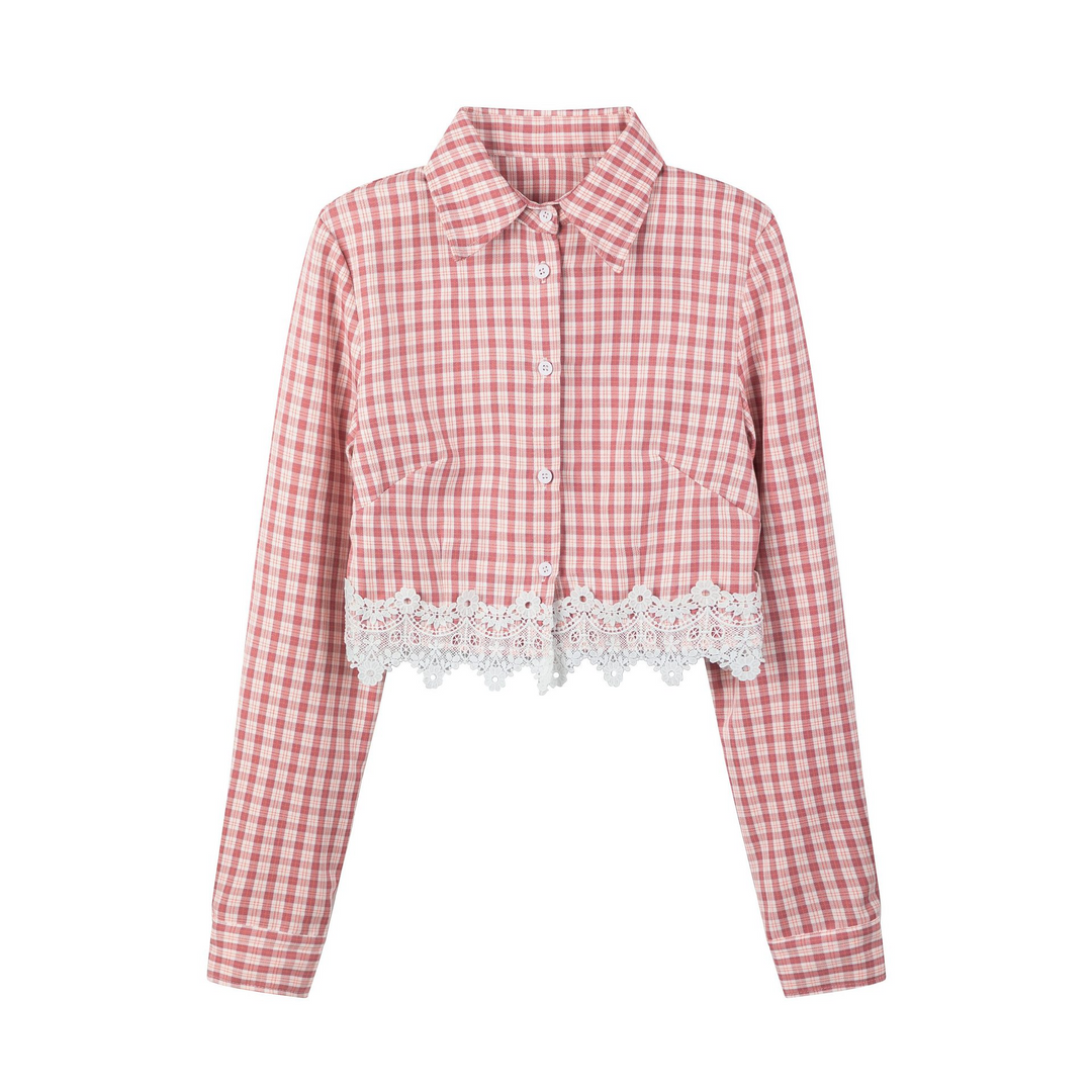 Lace checkered shirt