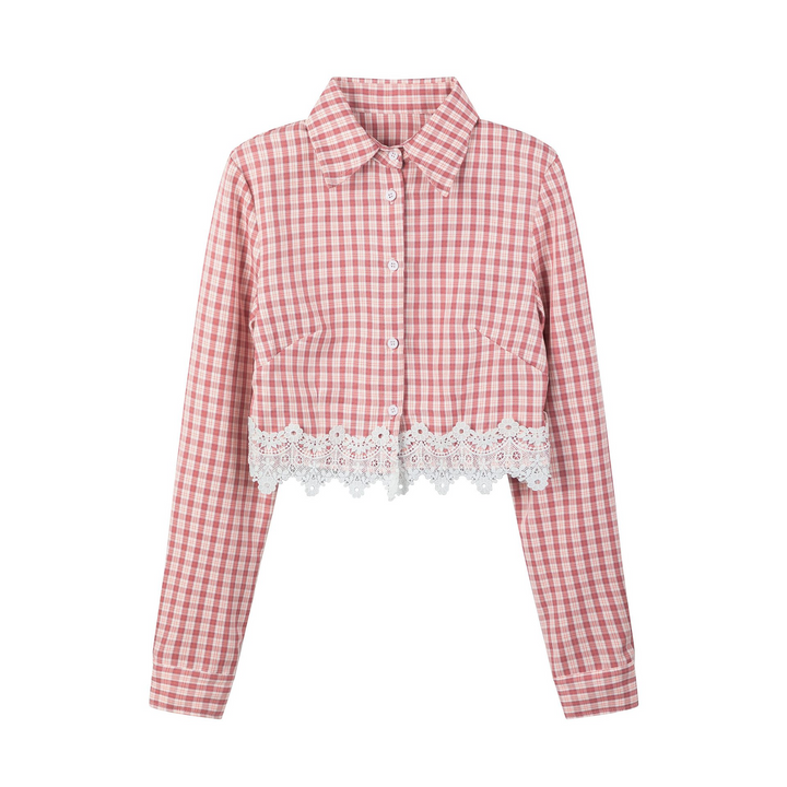 Lace checkered shirt