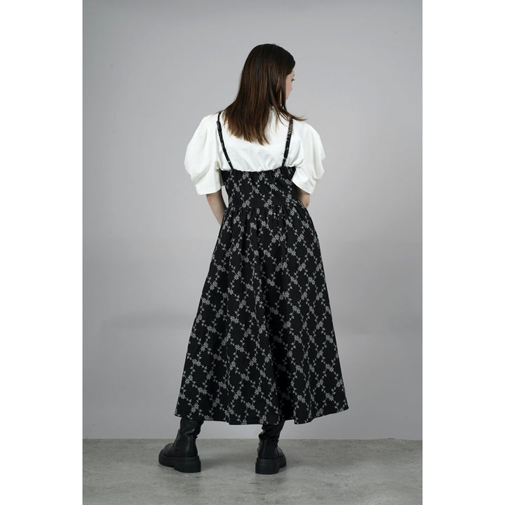 Tuck Puff Sleeve T-shirt & Cut Out Flower Camisole Onepiece