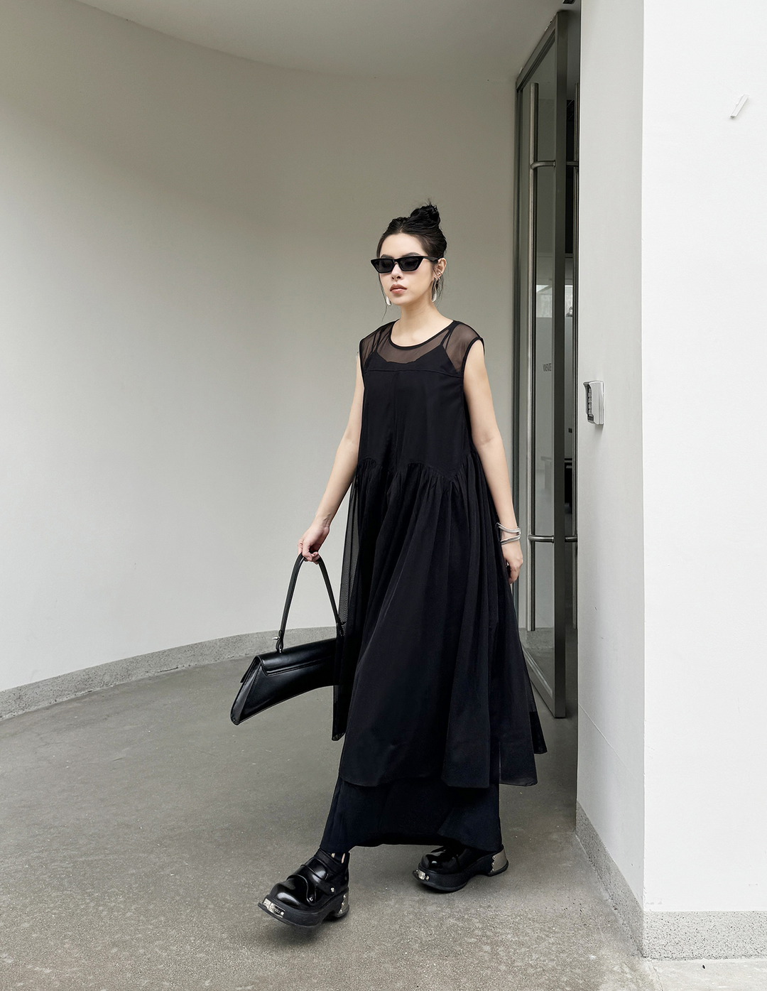 See-through sleeveless dress