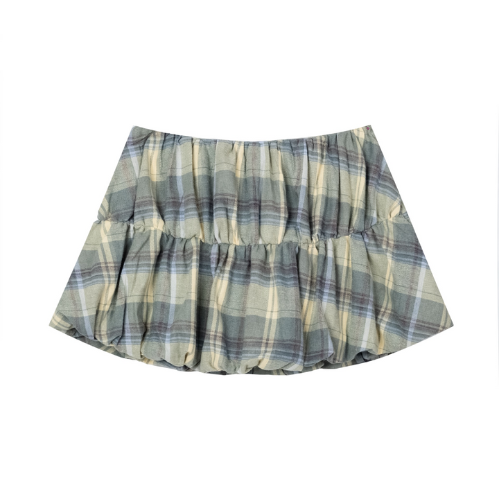 Check Front Frill Ribbon Mini Skirt