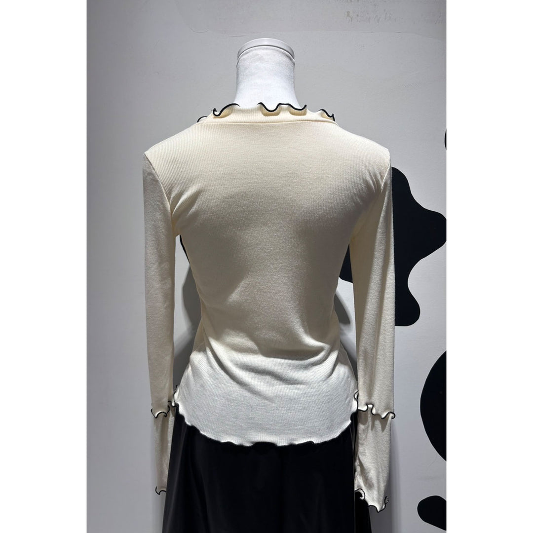 Rib Mellow Ribbon Tops Front ribbon / Big ribbon / Sleeve ribbon