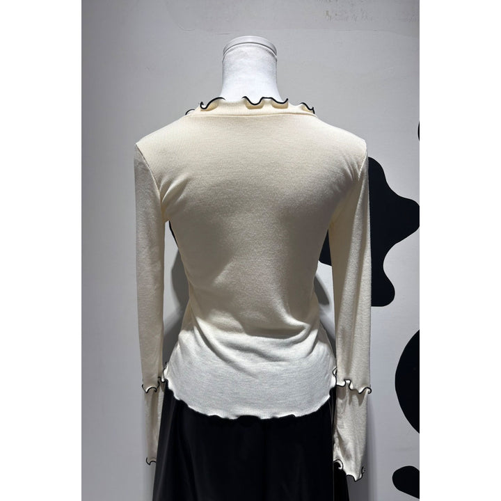 Rib Mellow Ribbon Tops Front ribbon / Big ribbon / Sleeve ribbon