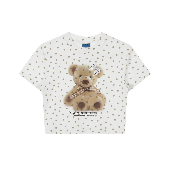 Dot Pattern Print Bear Short Sleeve T-shirt