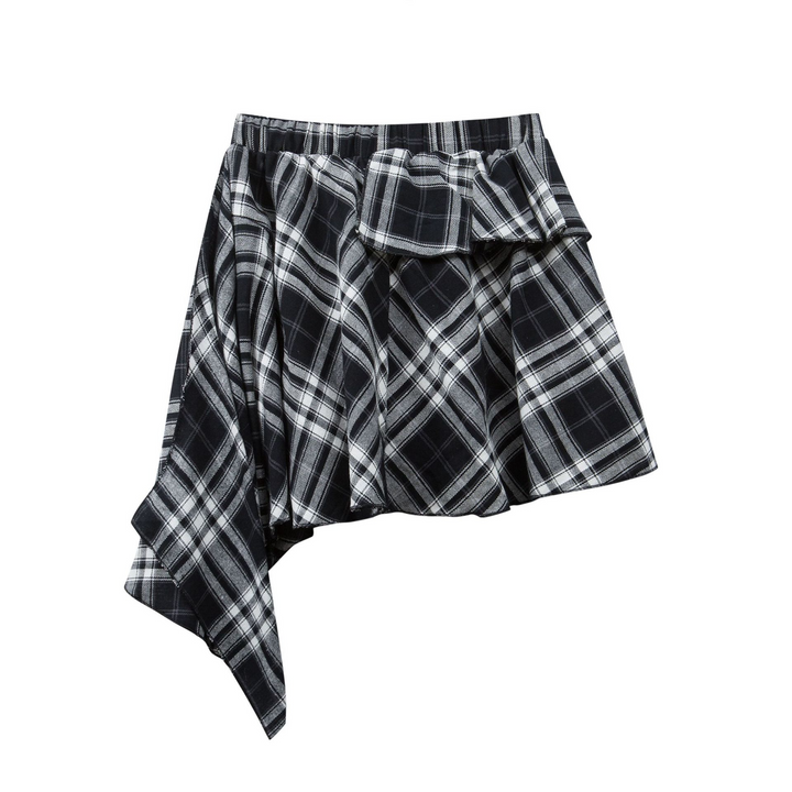 Asymmetry Check Mini Skirt