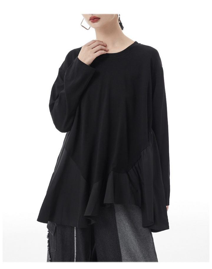 Loose frill round neck pullover