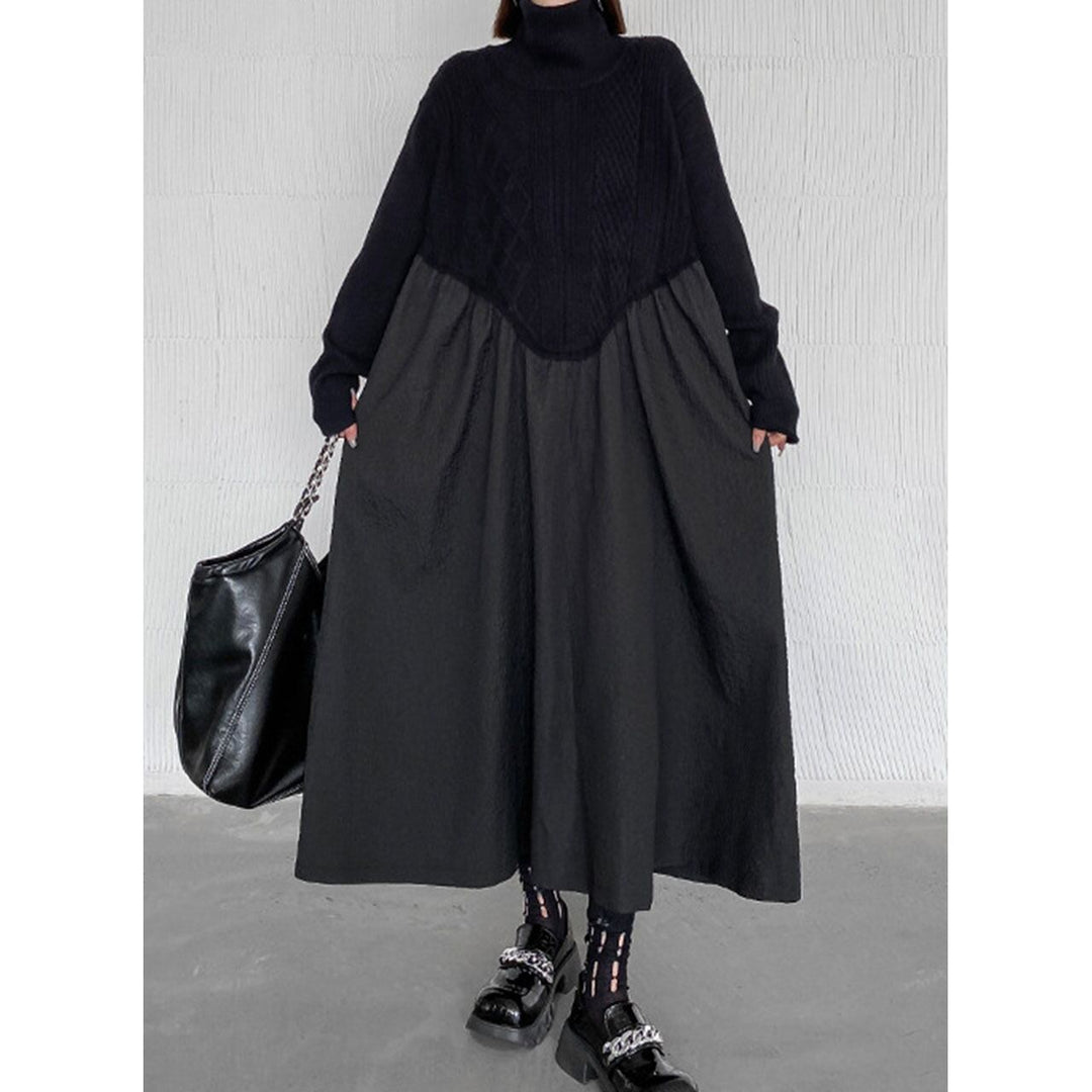 Knit Switching A-line Onepiece