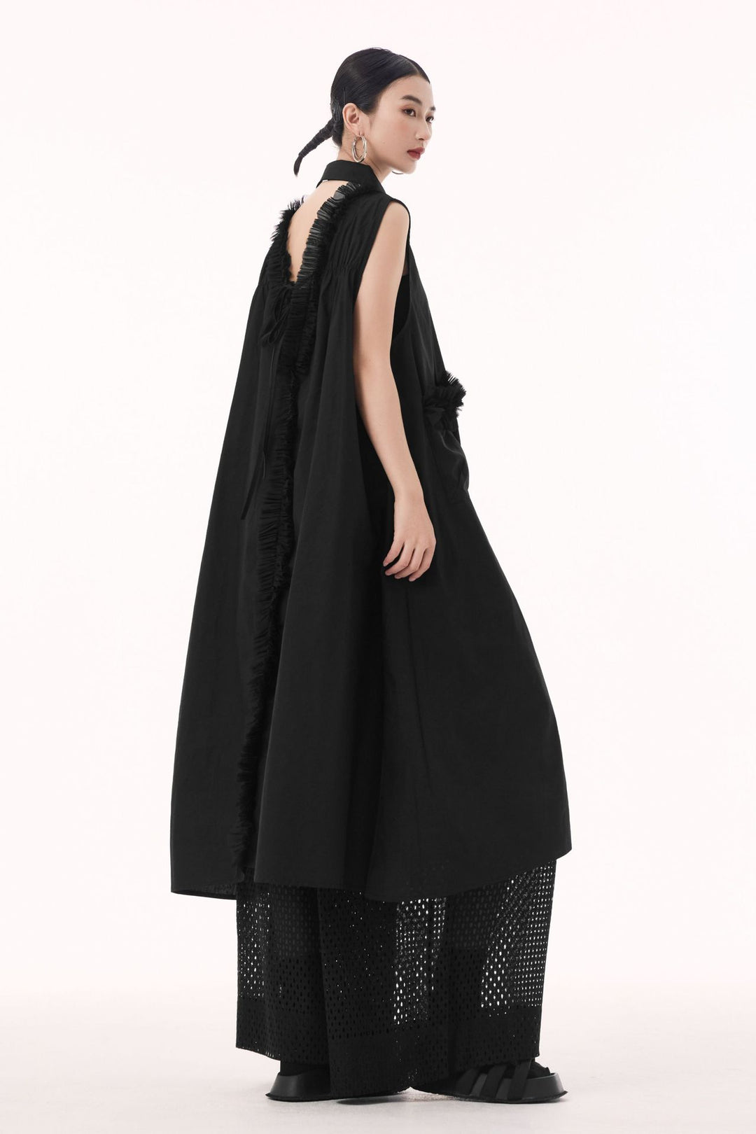 Tulle sleeveless shirt dress