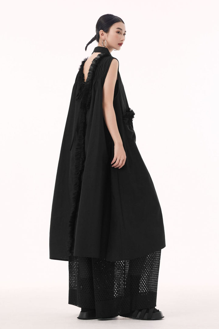 Tulle sleeveless shirt dress