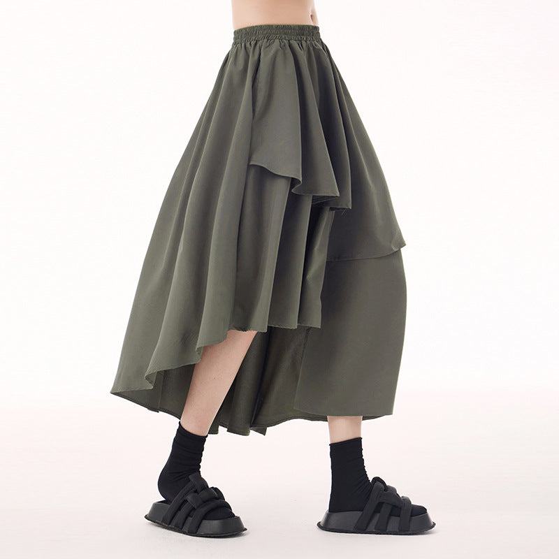 Asymmetrical layer midi skirt