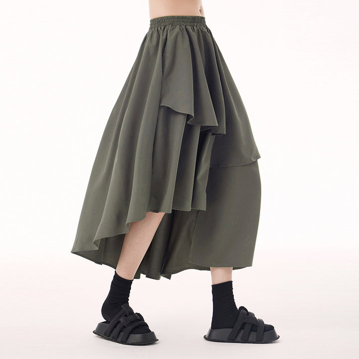 Asymmetrical layer midi skirt