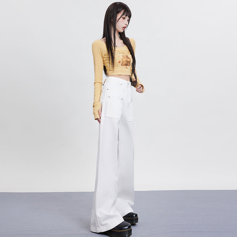 Slim low-waist flared jeans