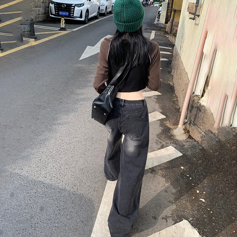 Back cool wide-leg jeans