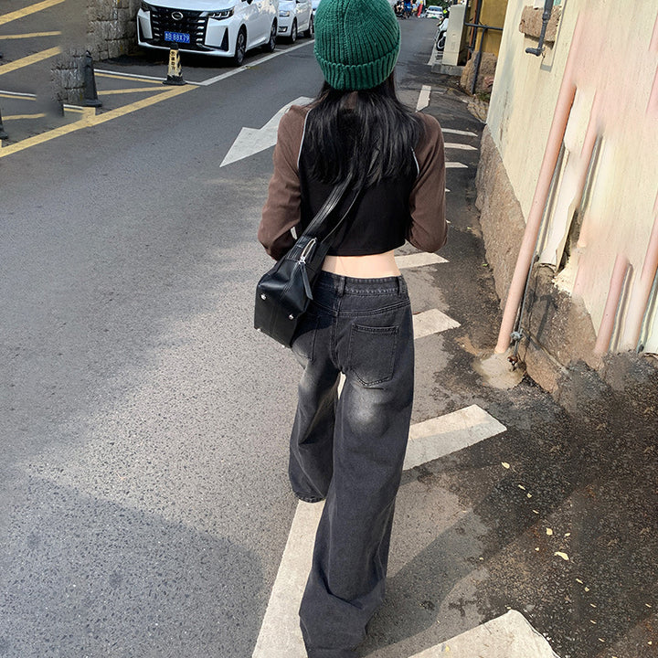 Back cool wide-leg jeans