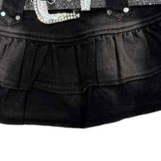 Vintage  Design with Belt Denim Skirt