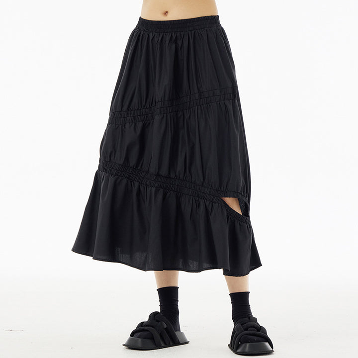Gathered tiered long skirt