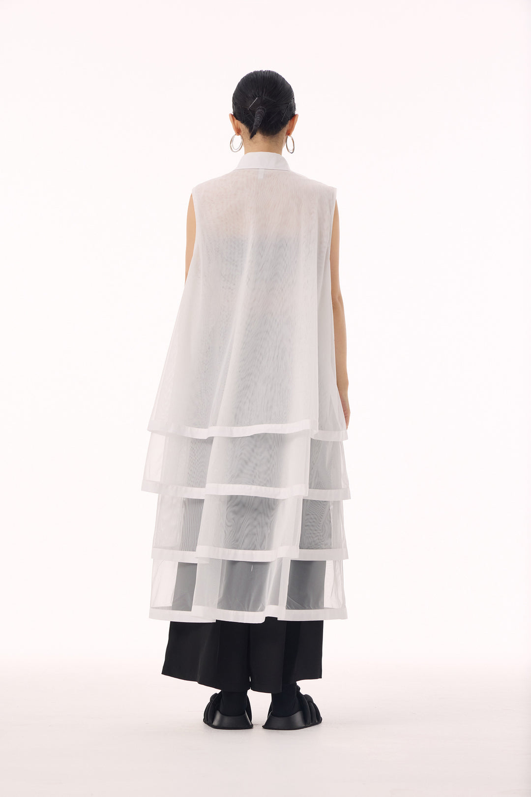 See through tiered vest long dress