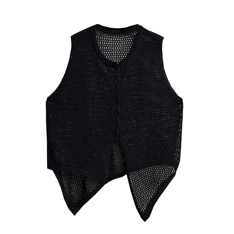Lace shirt and sleeveless cardigan vest