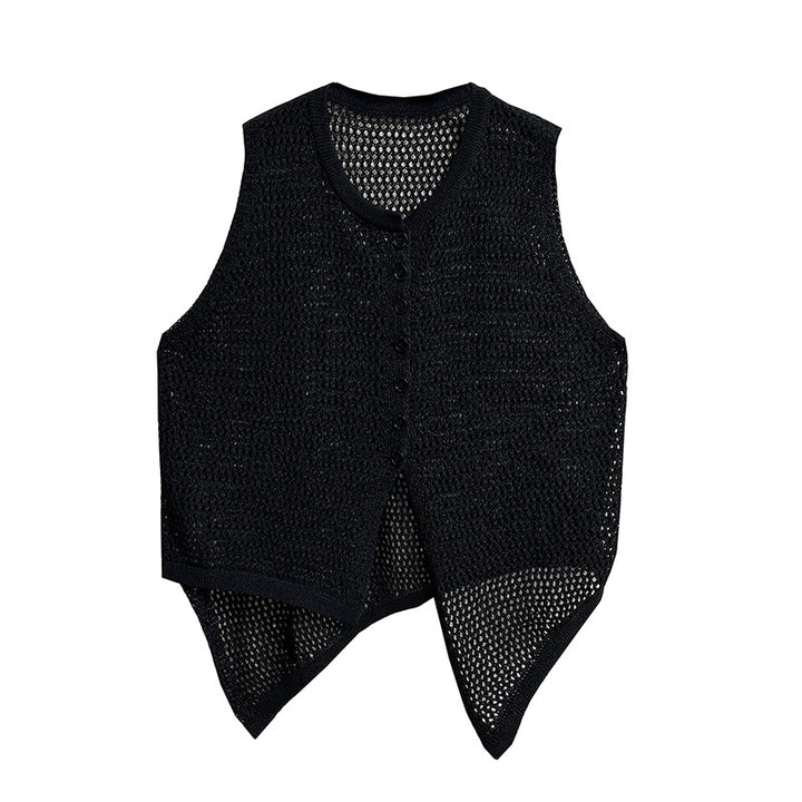 Lace shirt and sleeveless cardigan vest