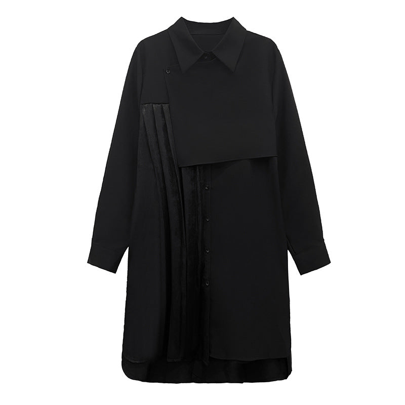 Pleated patchwork velor onepiece