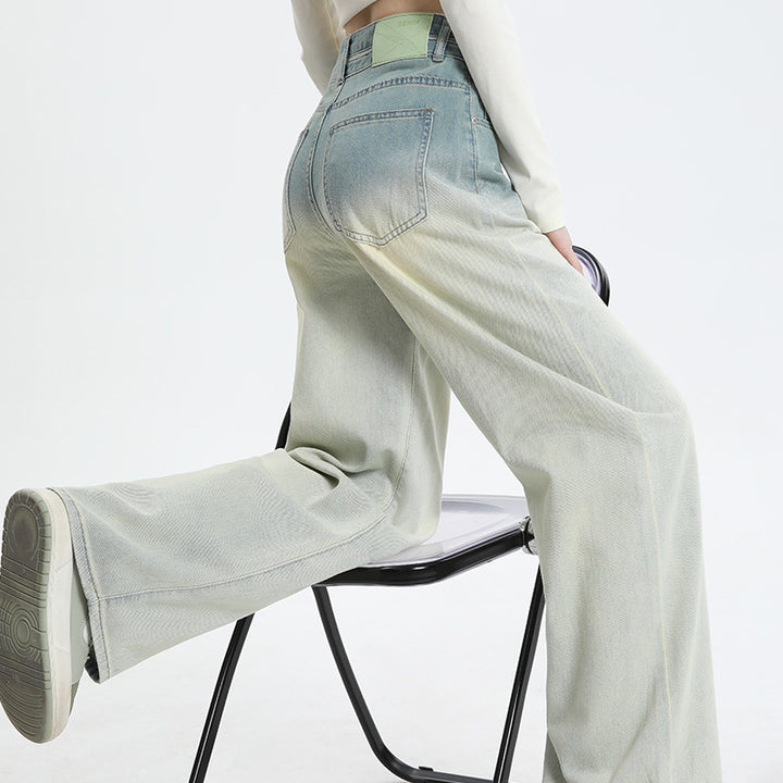 Gradient design straight wide-leg jeans