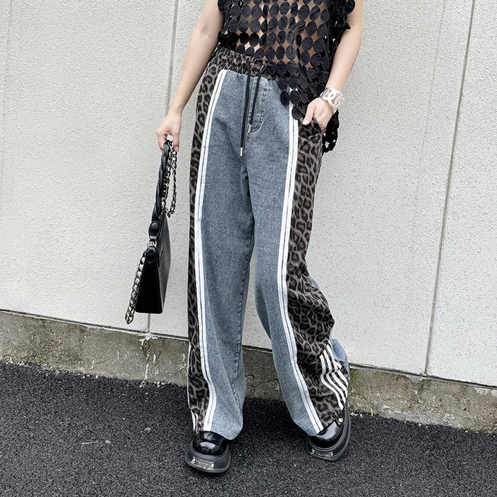 Leopard loose niche design casual pants