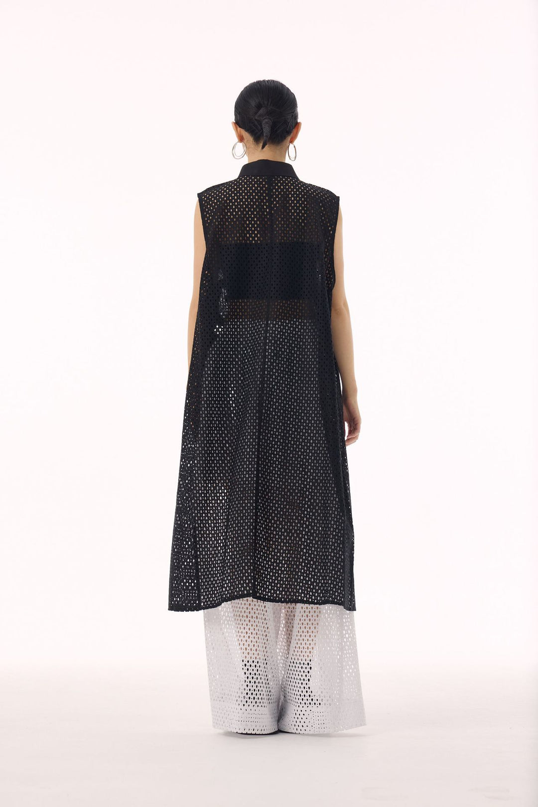 Swirl mesh sleeveless vest dress