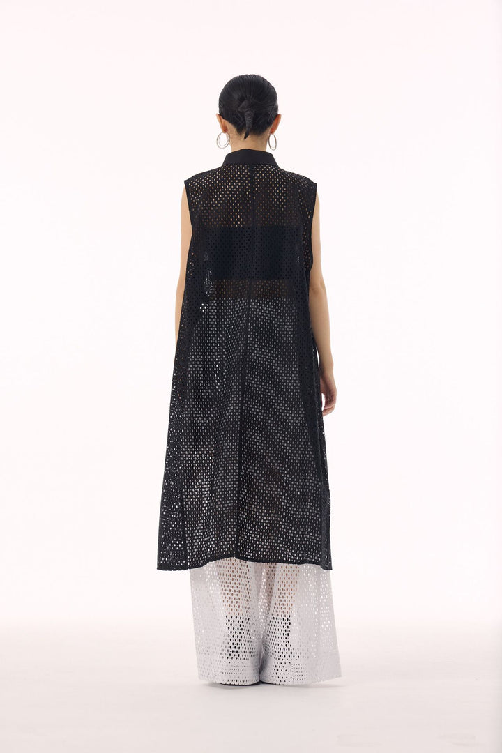 Swirl mesh sleeveless vest dress