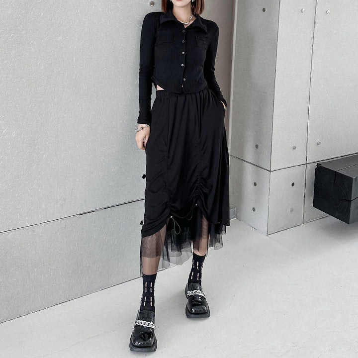 Gathered layered tulle skirt